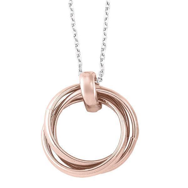 Sterling Silver Fashion Necklace with Pendant - Pink rings