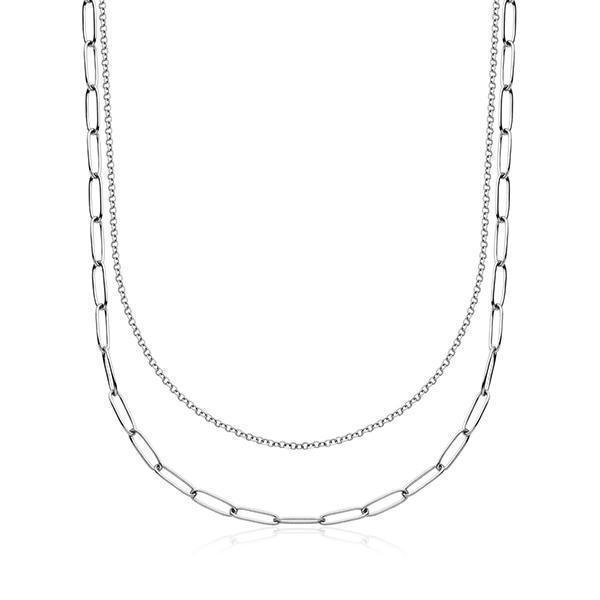 CJ Steelx Layered Link Necklace - Silver