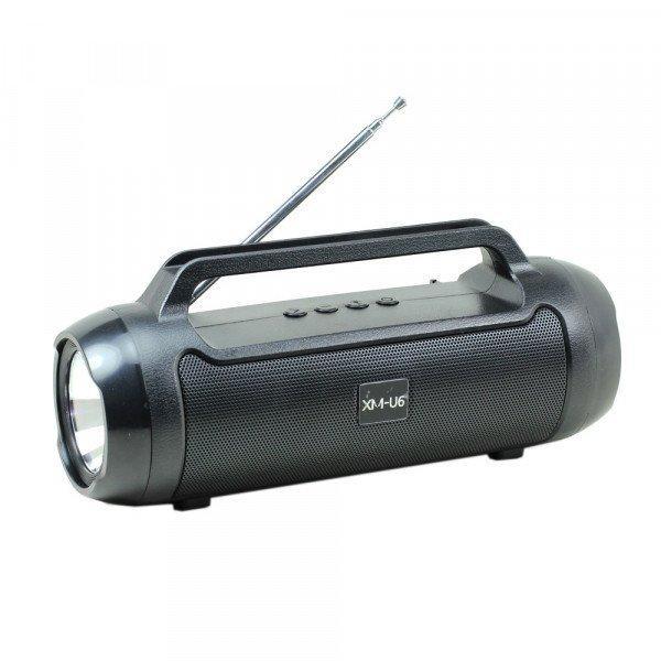High Flashlight Portable Bluetooth Speaker with Carry Handle for iPhone, Cell Phone, Universal Devices XMU6 - Black