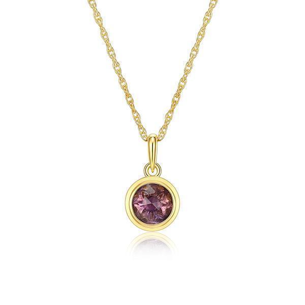 Celebration Gems 6mm Genuine African Amethyst North Star FEB Birthstone Necklace - Gold