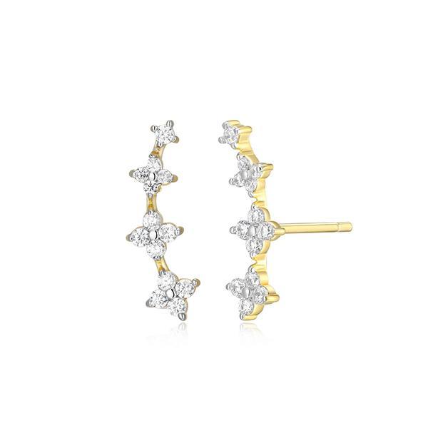 CJ Monte sterling silver lab­-created diamond curved flower stud earrings