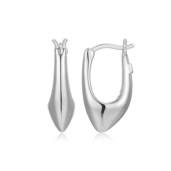 ER2LCUUA0-W Sterling Silver OASIS Gradual Puffy Oval Hoop Earrings