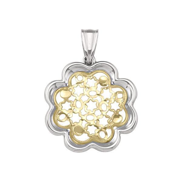 10K Gold and Silver Floral Shaped Pendant