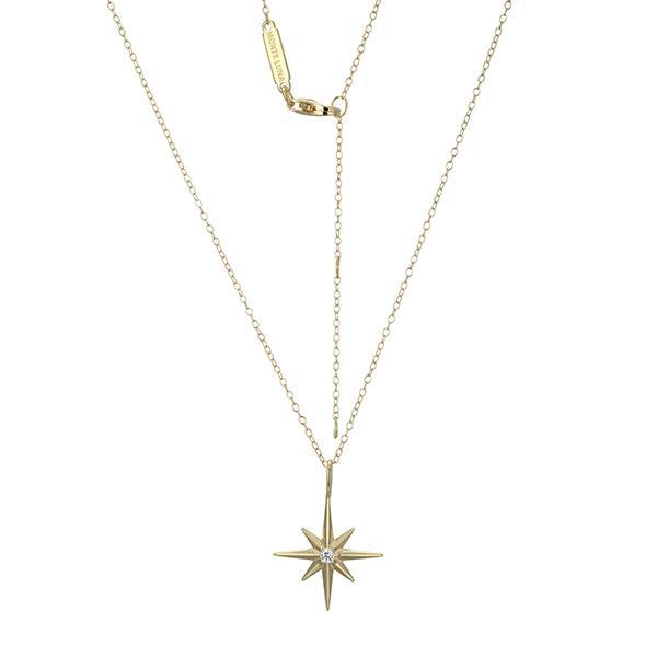 CJ Monte sterling silver lab­created diamondhigh polished north star necklace