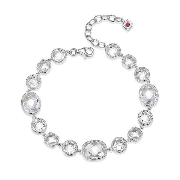 BR1LAQ70-W-6.75 Essence Multi-Shaped Checkered Cubic Zirconia Station Bracelet Size 6.75