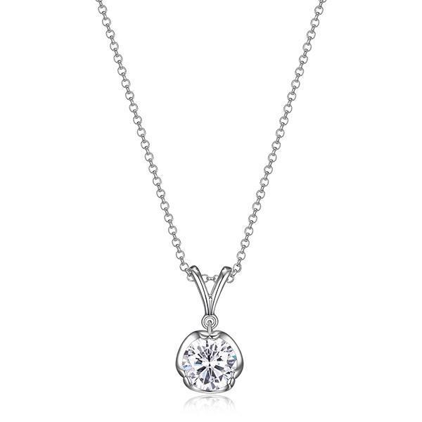 NR0LBJH00-W-17 Sterling Silver PROMISE 8mm Round Cubic Zirconia Necklace Size 17