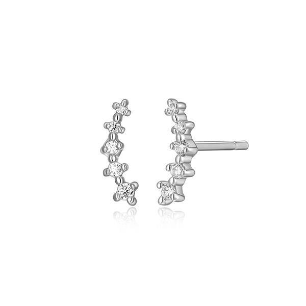 CJ Monte sterling silver lab­-created diamond small curved stud earrings