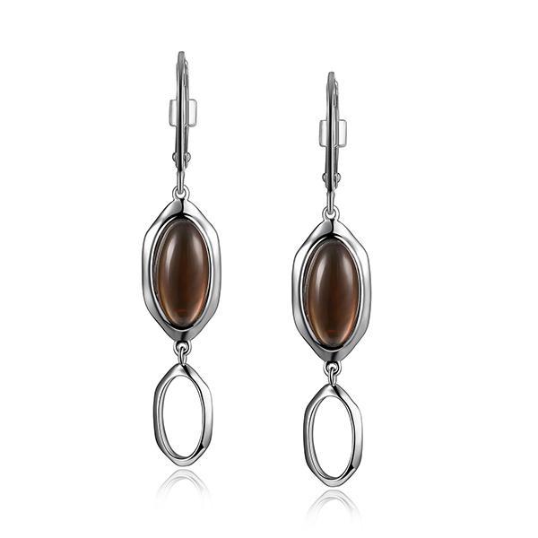 ER2LC7097-W Sterling Silver  White Mother of Pearl and Smokey Quartz Doublet Earrings