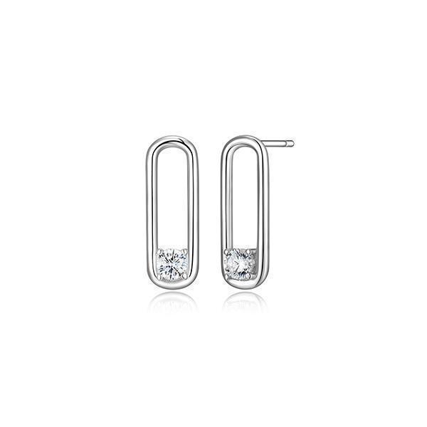 Diamondlite Cubic Zirconia 8x6mm Mini Cross Stud Earrings - Silver