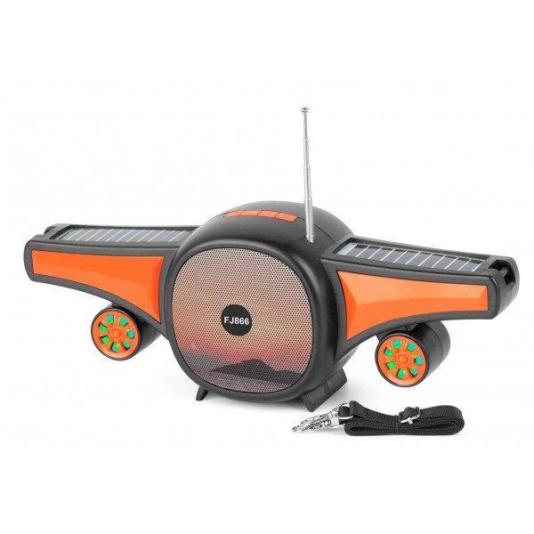 Cool Jet Airplane Colorful Portable Stereo Bluetooth Wireless Speaker with Solar Panel KIFJ866 for Universal Cell Phone And Bluetooth Device - Orange