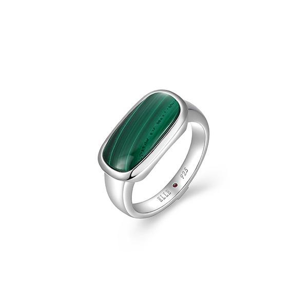 RR4LAHW30-W-7 Sterling Silver ALLURE Malachite Emerald Cushion Ring Size 7
