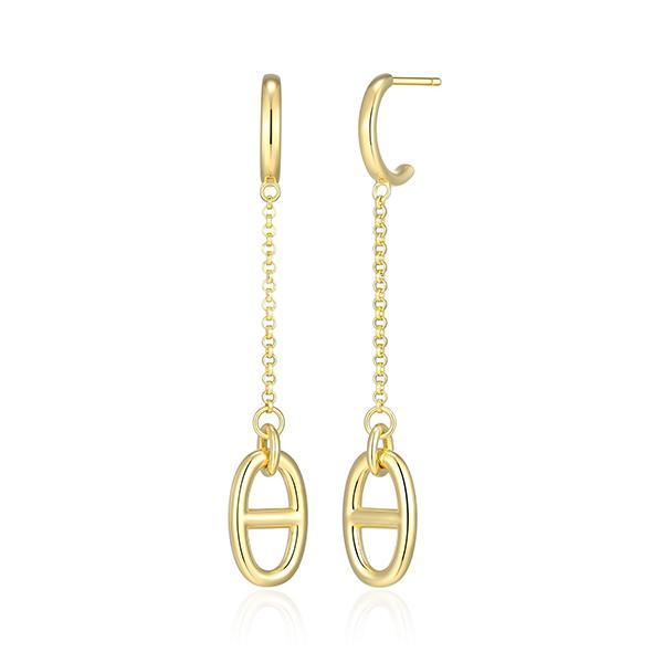 E32AWALA0-Y Sterling Silver Marine Link Chain Drop Earrings