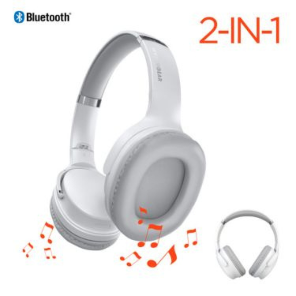 MS53824 Bluetooth Headset  and  Speakers 2-in-1 Design Flip Out to Create Speakers 3W Dynamic Bass Mic Over Ear Memory Foam