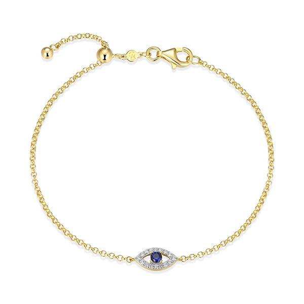 CJ Monte sterling silver lab­-created diamond & created sapphire adjustable evil eye bracelet