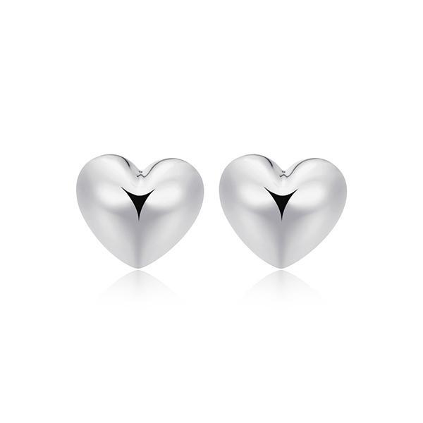 ER29708A0-W Sterling Silver Puffy Heart Earrings