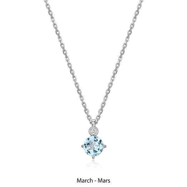 NR0LBUX-MAR "Birthstone" March (Topaz) and Lab Grown Diamond Necklace