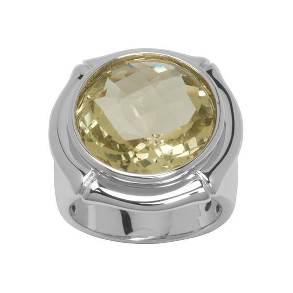 RR4L425CC-W-6 Sterling Silver Bamboo Gold Quartz Ring Size 6