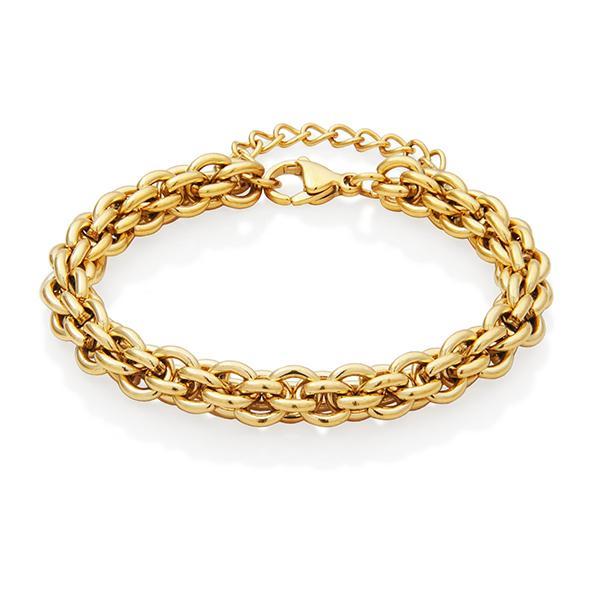 CJ STEELX 7.5mm  Round Multi Link Chain Bracelet Size 7 - Gold