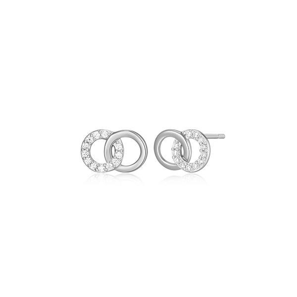 CJ Monte sterling silver lab­-created diamond interlocking circles stud earrings