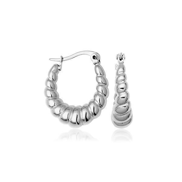 CJ STEELX Twisted Puff Oval Hoop Earrings - Silver