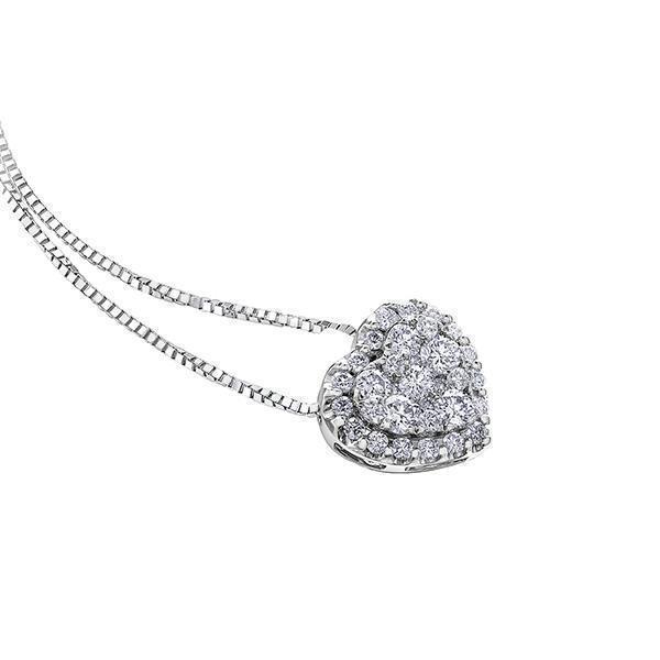 Diamond Heart Pendant in 14K White Gold (0.022 - 0.138 CT. T.W.) - Silver