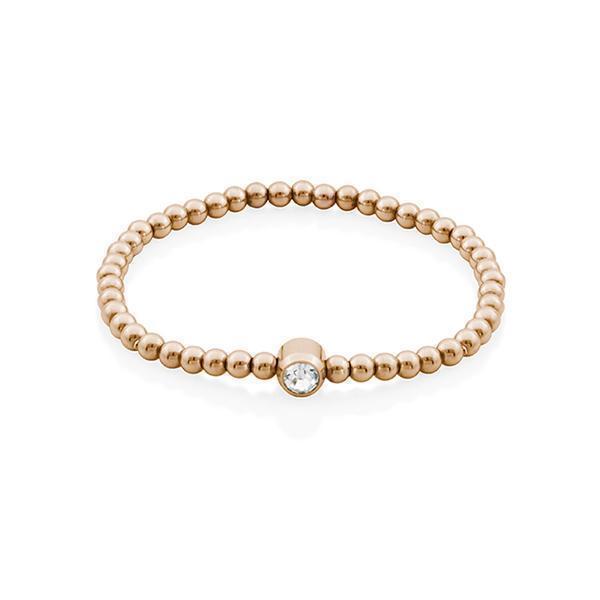 CJ Steelx "Mom and Me" Beaded Stretch Bracelet with 5mm Crystal - Rose Gold - 6"