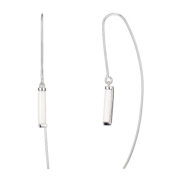 ER2LBY7AB-W Sterling Silver White Agate Wire Hook Earrings