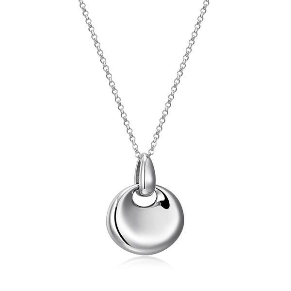 NR3AX5TA0-W-18 Sterling Silver Asjustable Puffy Disc Pendant Necklace Size 18