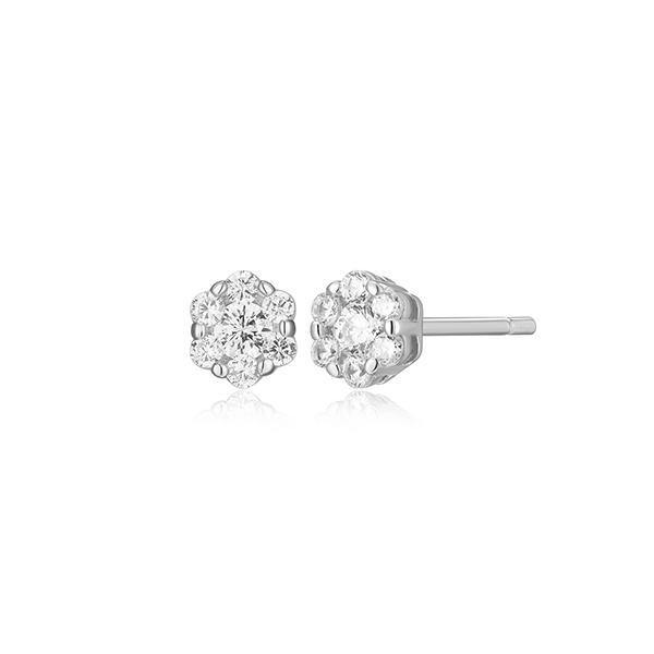CJ Monte sterling silver lab­-created diamond round cluster stud earrings