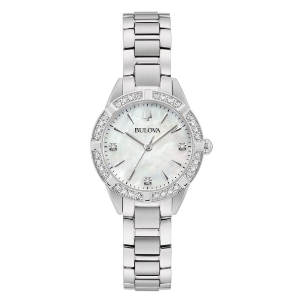 96R253 Sutton Quartz Diamond Crystal White Mother of Pearl Ladies Watch
