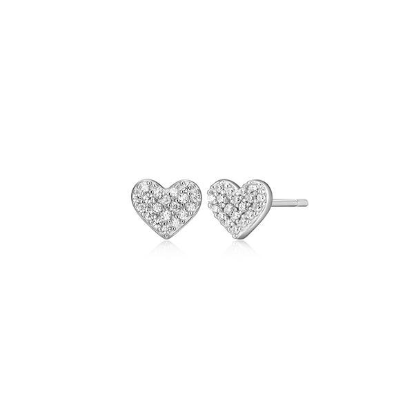 CJ Monte sterling silver lab­-created diamond pave heart stud earrings