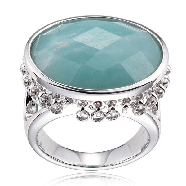 RR4L965AL-W-9 Sterling Silver Chinese Amazonite Ring with TaSterling Silver els Ring Size 9