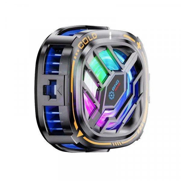 RGB Gaming Phone Cooling Fan with Magnetic Attachment and Digital Display - Fast Cooling for Mobile Gamers X76 for Universal Cell Phone And Bluetooth Device - Black