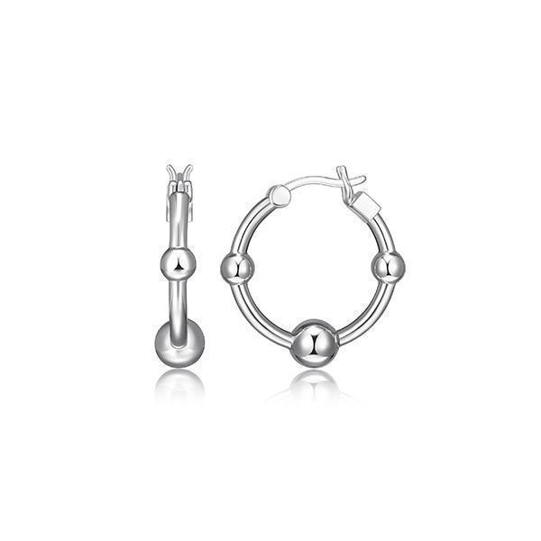 ER2LCJC-W "Orb" Sterling Silver Bead 20mm Hoop Earrings