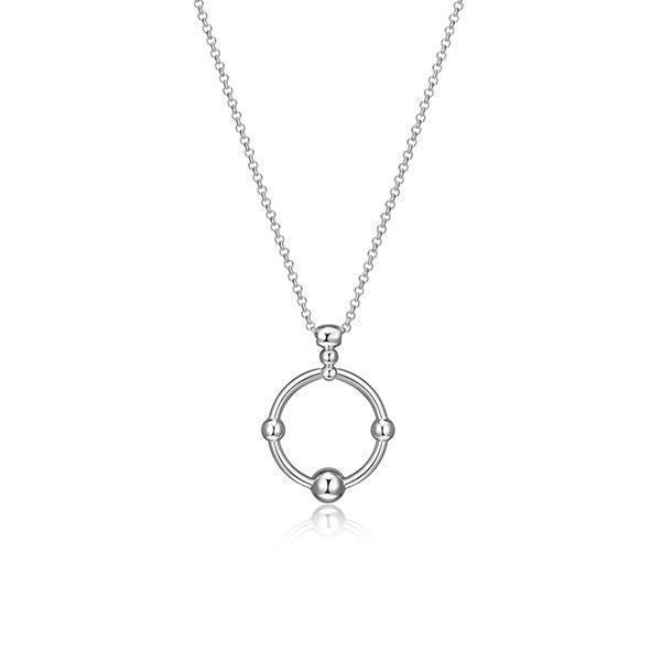 NR0LBPZ-W "Orb" Sterling Silver Bead Circle Necklace