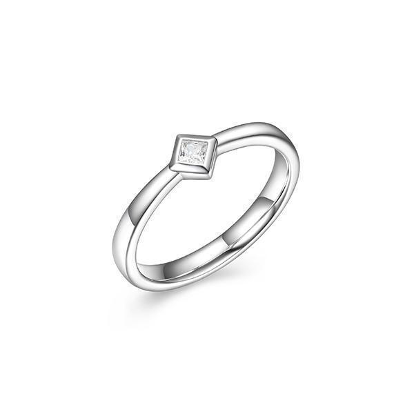 Diamondlite Cubic Zirconia Sleek Single Square Bezel Ring - Silver - Size 7