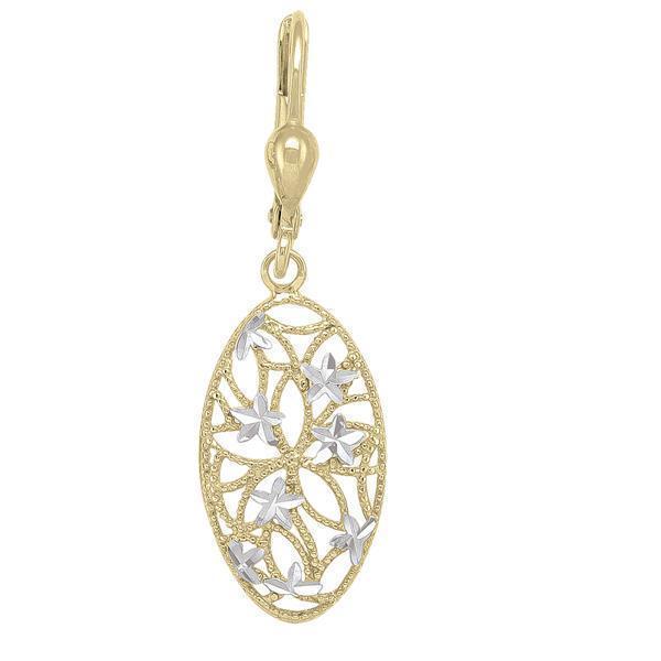 10K Gold and Silver Oval Shaped Fashion Drop Earrings - 2.0gm