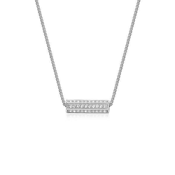 NR0LBYAD-W "Cheer" Created White Sapphire Hexagon Pillar Pendant Necklace