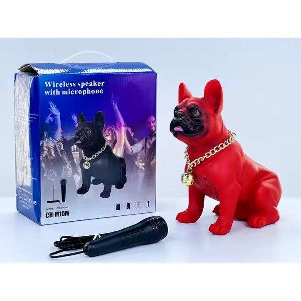 French Bulldog Bluetooth Speaker - Powerful Sound, Unique Dog Design KIM15 for Universal Cell Phone And Bluetooth Device - Red