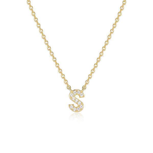 Diamondlite Cubic Zirconia Mini Initial S Necklace - Gold