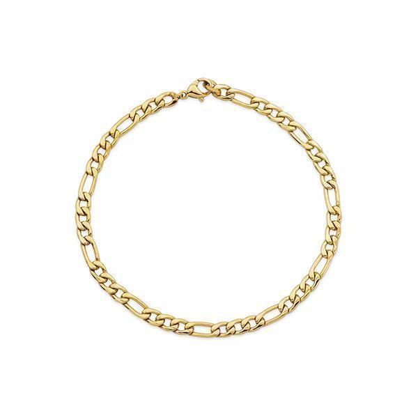 STEELX 4.5mm Figaro Chain Bracelet - Gold - Jewellery