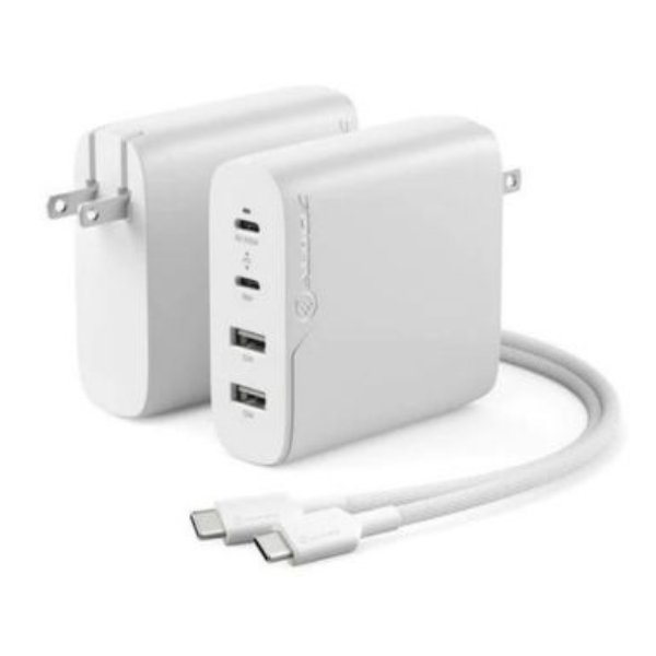 MS53233 Wall Charger 4 Port 100W GaN PD 2x USB-C -65-100W  plus  18W- plus  2x USB-A -both 12W- with 6ft USB-C to USB-C 100W Cable