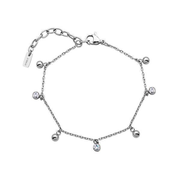 CJ Steelx Bezel CZ and Bead Bracelet - Silver