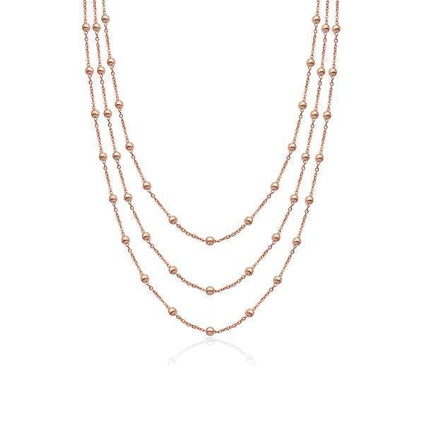 CJ Steelx Beaded Multi Chain Necklace in IP Rose Gold