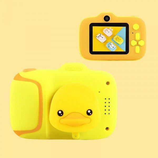 1080P Mini Cartoon Kid Camera Soft Silicone Shell Digital Video Camera with Built-In Games X11 for Children Kid Party Outdoor and Indoor Play - Yellow Duck