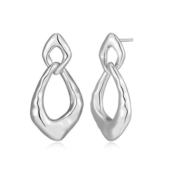 ER2LCV8A0-W Sterling Silver CELESTE Free Form Open Pear Shape Link Stud Earrings