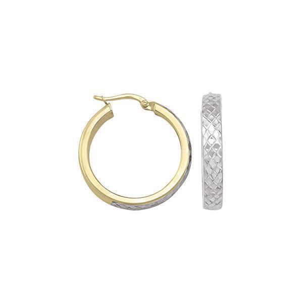10K Two Tone Gold Hoop Earrings - ETECA31 - 2.5 gm