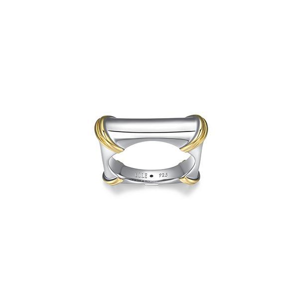 RR4LAGPA0-2T-8 Sterling Silver BAMBOO 7mm Wide Two Tone Ring Size 8