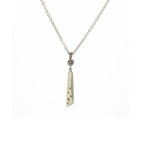 CJ Steelx Trapezoid Pendant with Crystal Accent