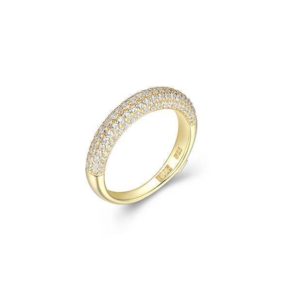 R34LAEX-Y-8 "Stardust" 5-Row Clear Cubic Zirconia Half Eternity Ring - Gold